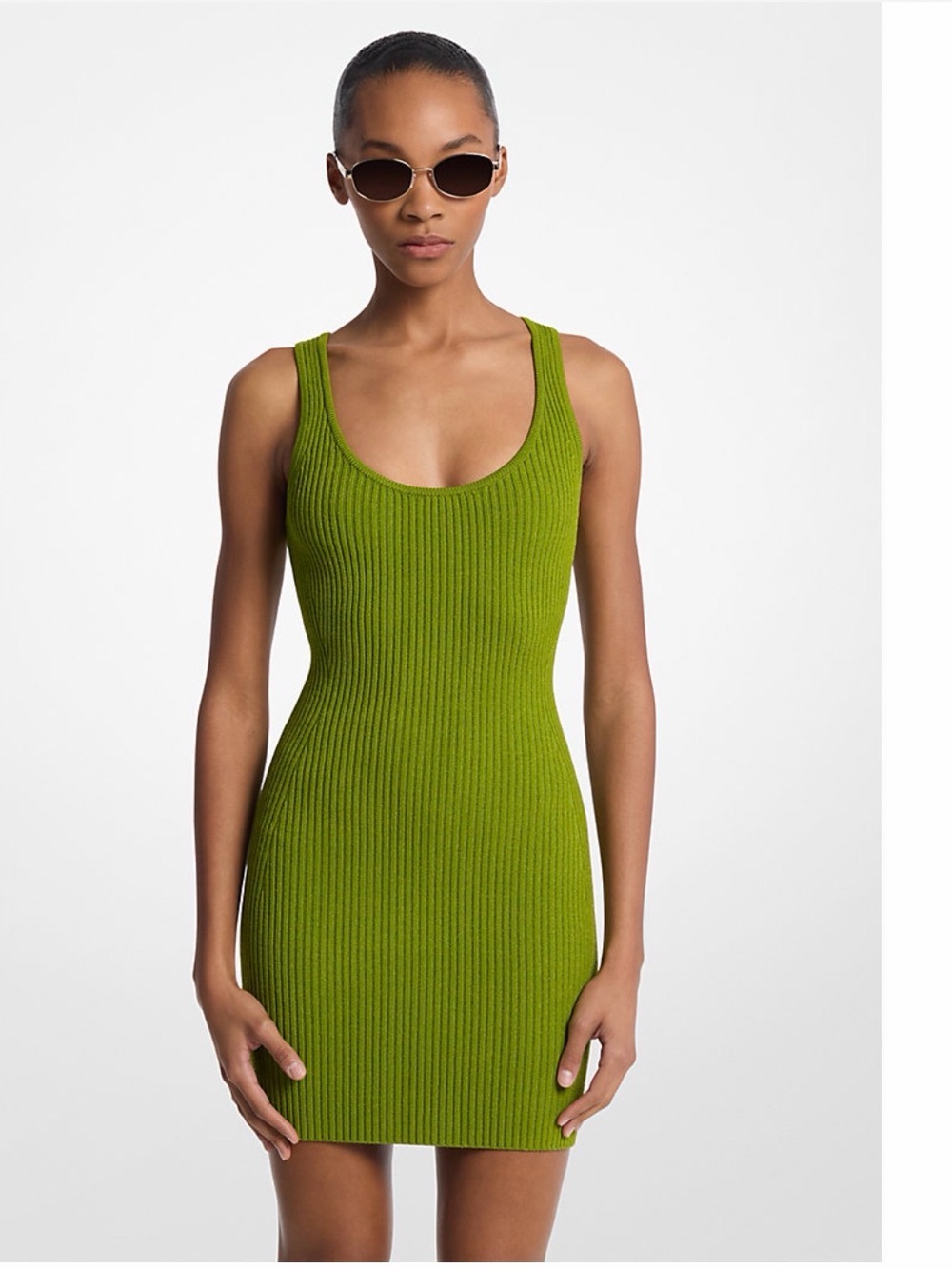 Like new Michael Kors Green Ribbed Tank Mini Dress